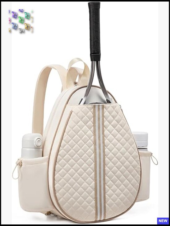Quilted Tennis Sling Crossbody Backpack Water Resistant Racket Bag for Women Men